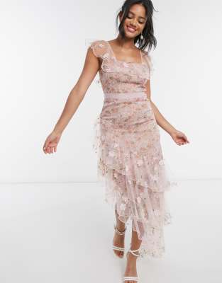 Forever U – Asymmetrisches Kleid mit floralem Muster und Rüschen | ASOS