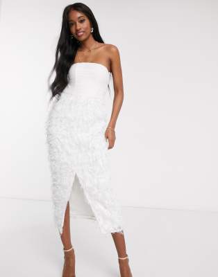 white bandeau dress midi