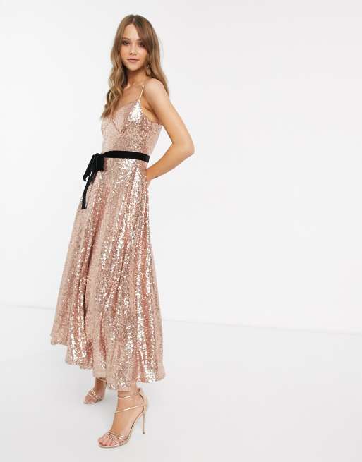 Asos rose store gold sequin dress