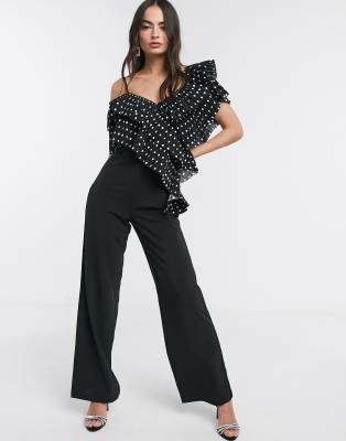 polka dot ruffle jumpsuit