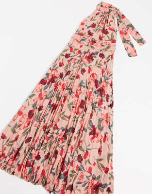 high neck floral maxi dress