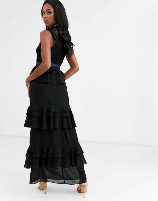 Black tiered maxi outlet dress