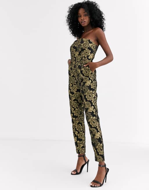 Jumpsuit black store and gold