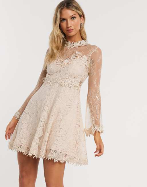 Cream lace shop mini dress