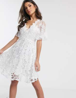 white lace swing dress