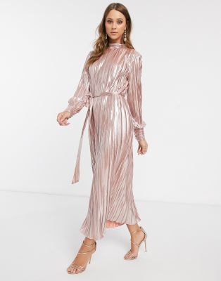 metallic dress rose gold