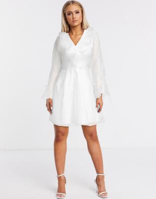 white frill mini dress