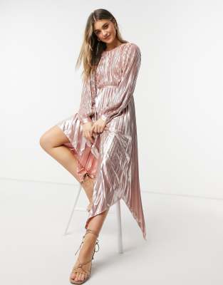 metallic dress rose gold