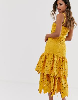 yellow lace dress asos