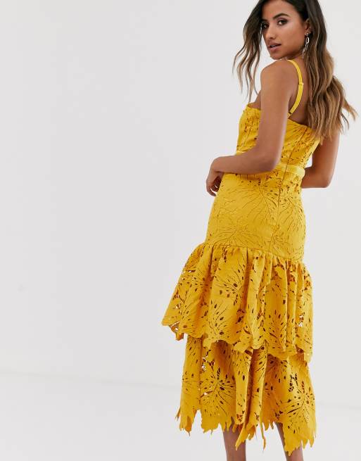 Asos yellow lace outlet dress