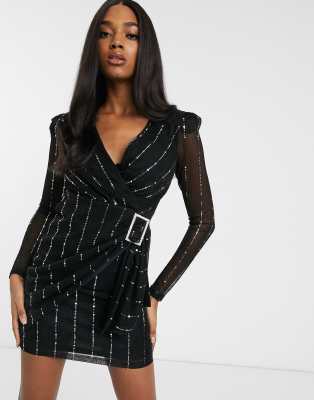 belted metallic thread dress