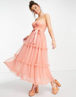 Forever U Sweetheart Bardot Midaxi Dress In Peachorange ModeSens
