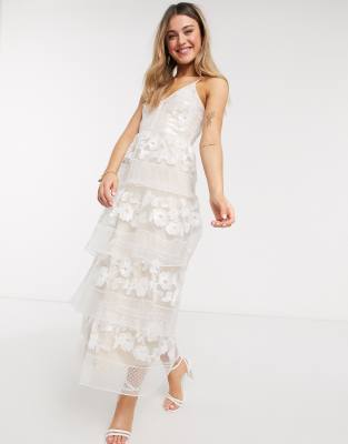 white lace tiered dress