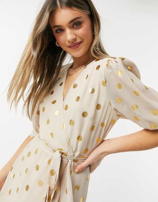 Gold spot shop print dress