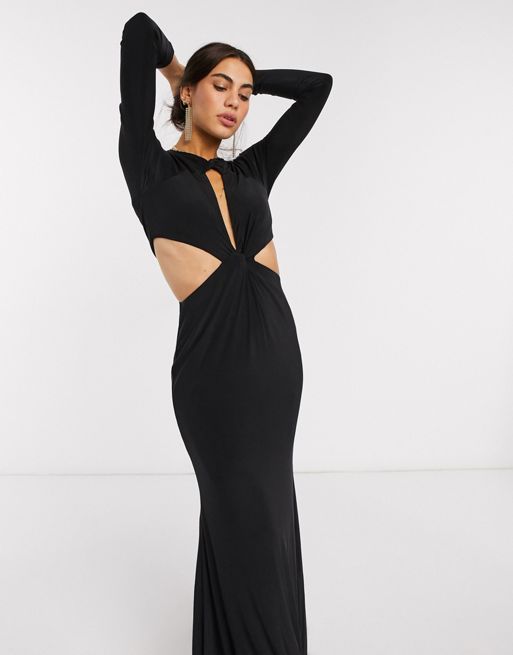 Forever Unique – Czarna sukienka maxi z wycięciami | ASOS