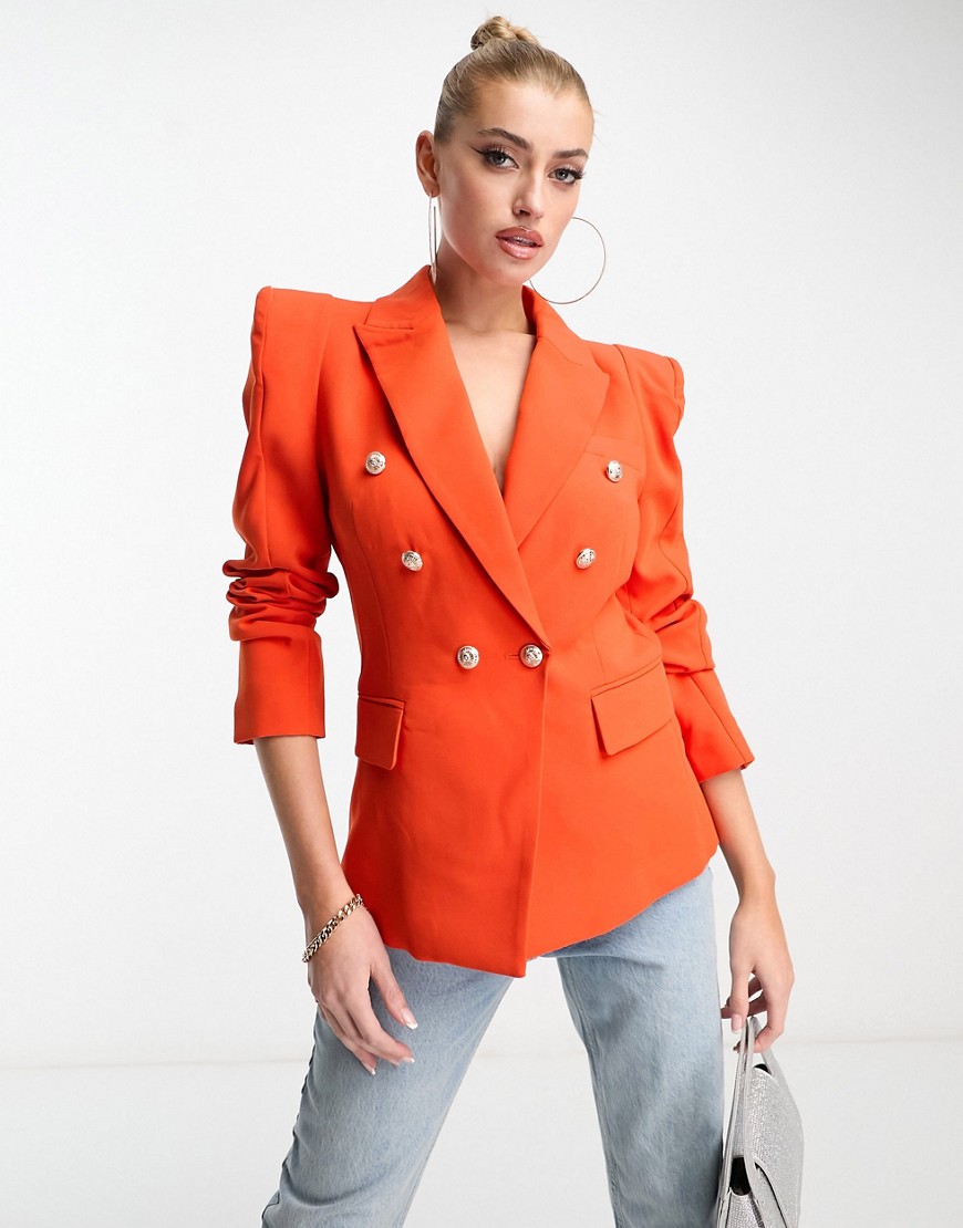 Forever Unique Exaggerated Shoulder Blazer In Red
