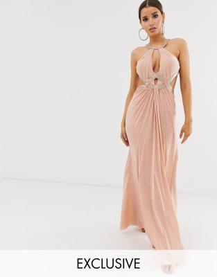 blush embellished maxi dress