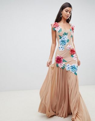 floral applique maxi dress