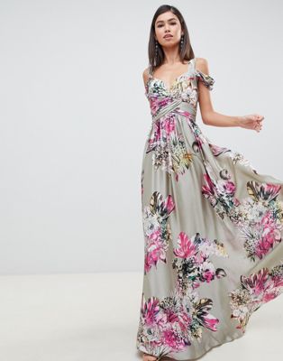 floral fitted maxi dress