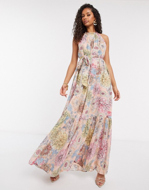 Forever Unique high neck maxi dress in floral