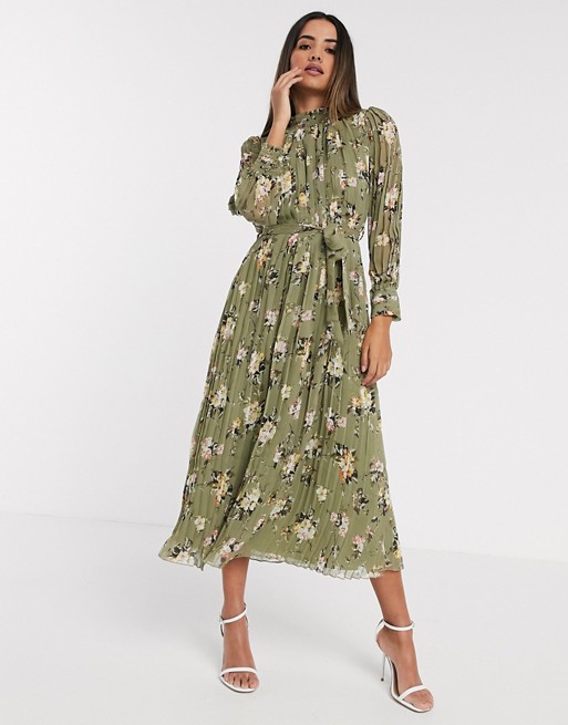 Forever Unique high neck midi dress in floral