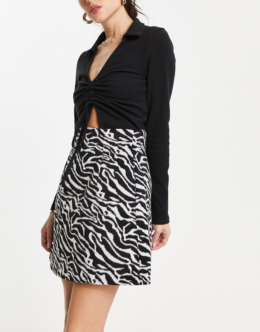 forever unique high waisted skirt in zebra-multi
