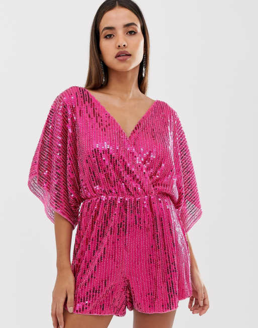 Forever Unique Kurzer Jumpsuit mit Pailletten ASOS