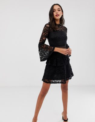 asos lace black dress