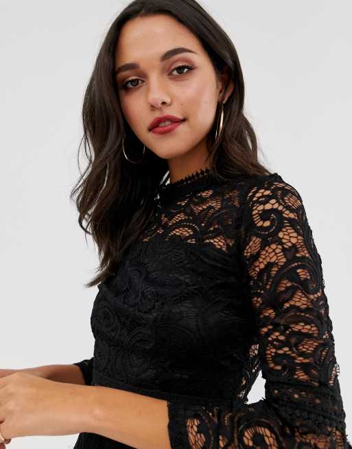 Forever Unique lace skater dress in black