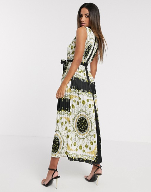 Forever Unique midi shirt dress in scarf print