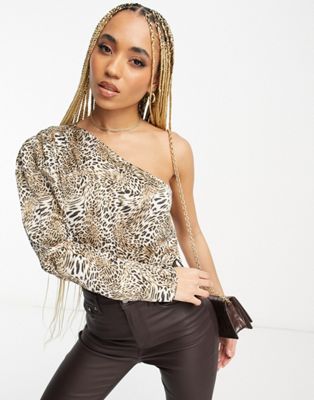 Forever Unique one shoulder body in animal print