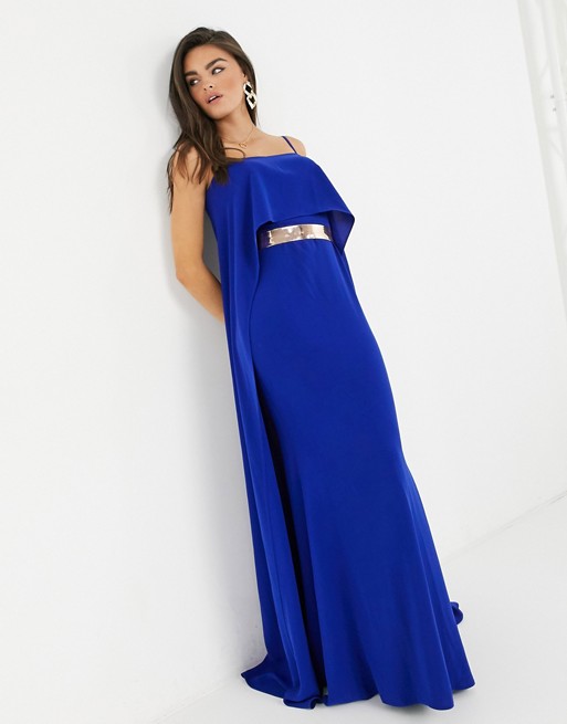 Forever Unique overlayer maxi dress in blue