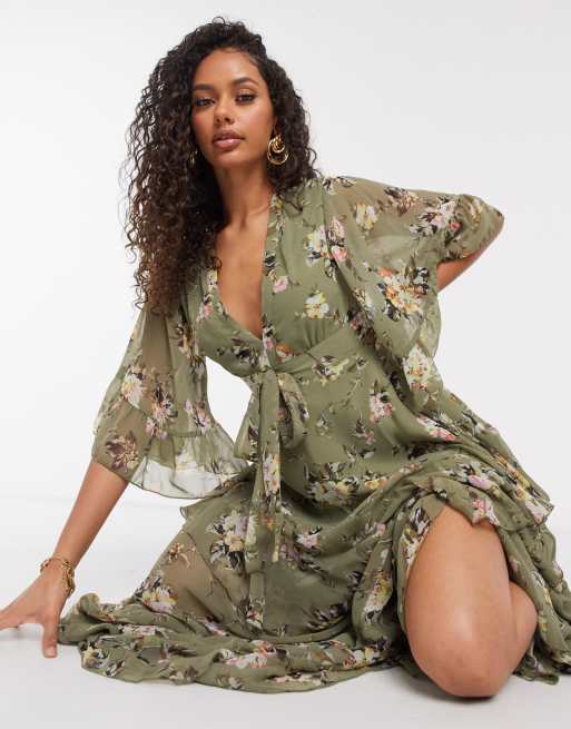 Robe longue motif discount floral