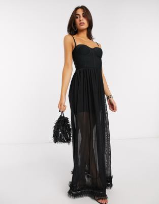 sheer skirt maxi dress