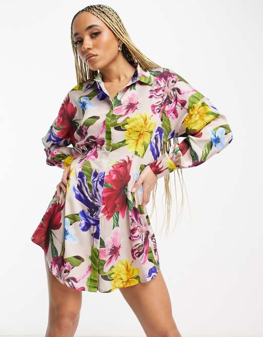 Forever Unique – Sukienka koszulowa oversize w kwiatowy wzór