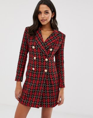 Red checked deals blazer dress