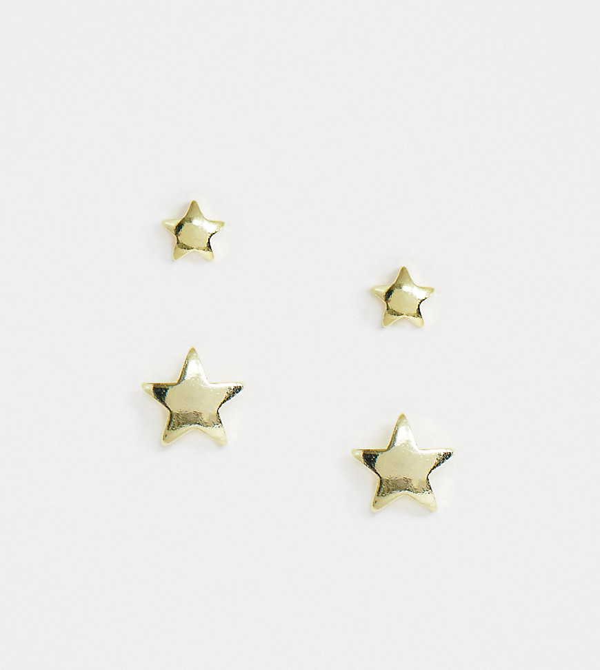 Forgyldte stjerneformede ørestikker i sterlingsølv fra Kingsley Ryan 2-pak-Guld