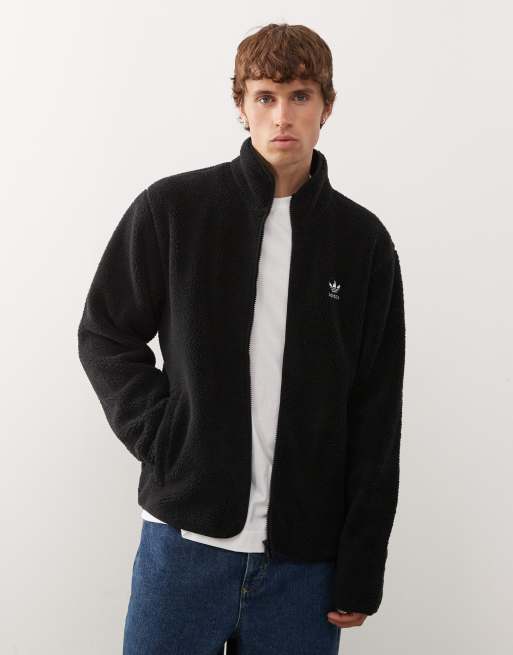 Forro polar negro básico con trébol de tejido tipo peluche Essentials de adidas Originals