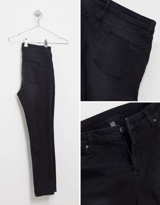 Forvaskede sorte spray-on jeans i ultra-stræk med dybe flænser fra ASOS DESIGN, 3 af 4