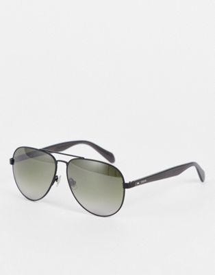 Fossil aviator sunglasses in black and green lens