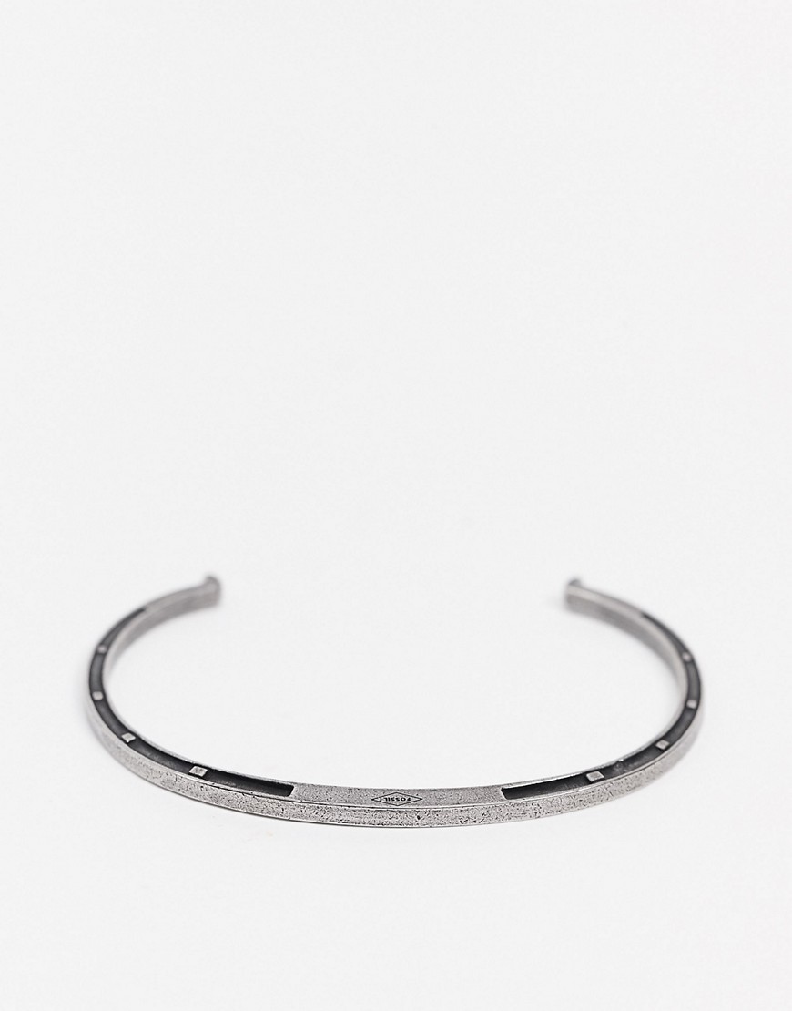 Fossil - Brede armband van roestvrij staal-Zilver