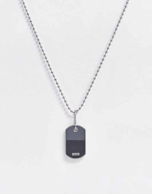 Fossil dog tag two tone necklace