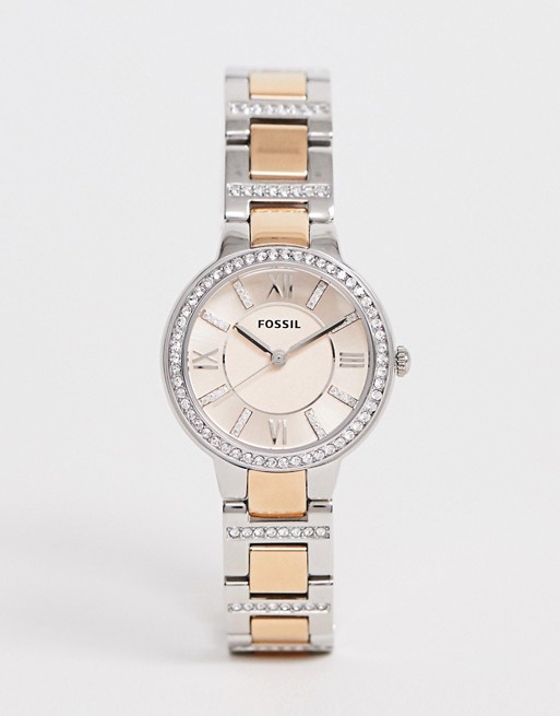 Fossil ES3405 Virginia watch in rose gold mixed metal