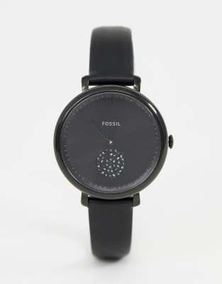 En Cuir Noir 36 Mm Bracelet FossilEs4490 Jacqueline Avec Montre kXP8n0Ow