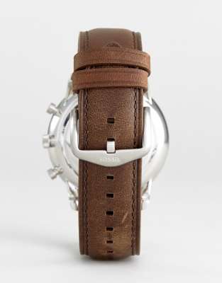 Fossil FS5380 Neutra chronograph leather watch in brown | ASOS