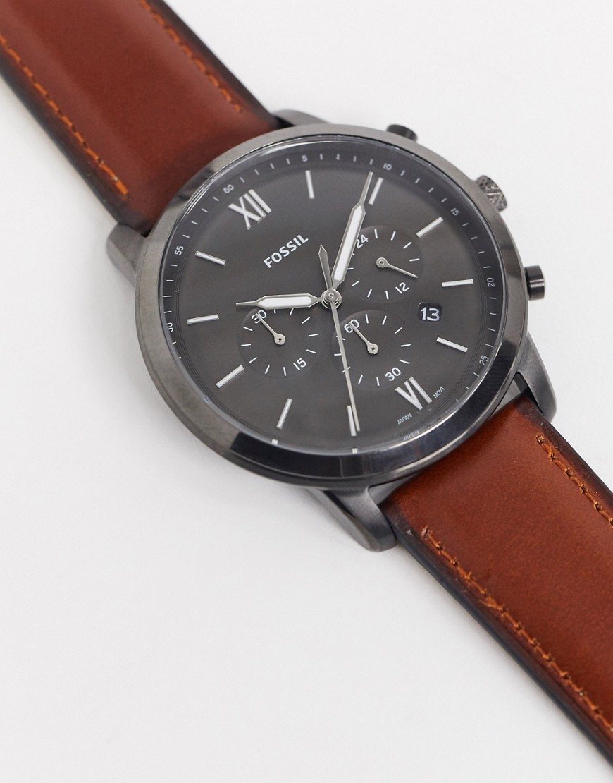 Fossil – FS5512 – Kronografklocka med brunt läderarmband