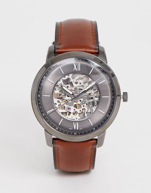 Fossil ME3161 Neutra automatic leather watch 44mm | ASOS