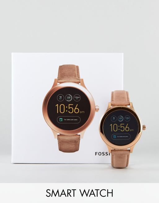Fossil Q FTW6005 Venture leather smart watch in tan | ASOS