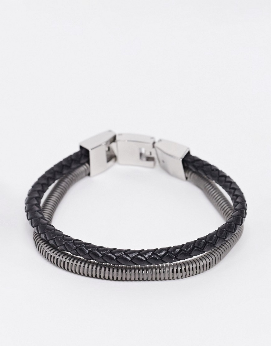 Fossil - Tweekleurige armband met dubbele band-Zwart