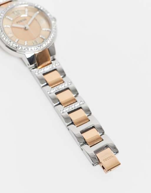 Fossil virginia mix metal watch ES3405 | ASOS